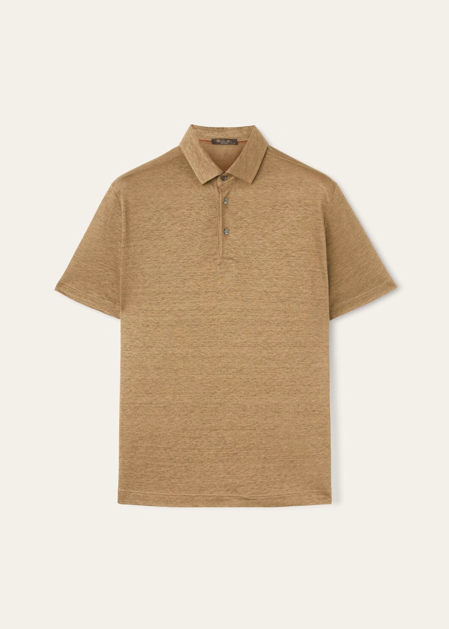 Polo de lino color caqui empolvado