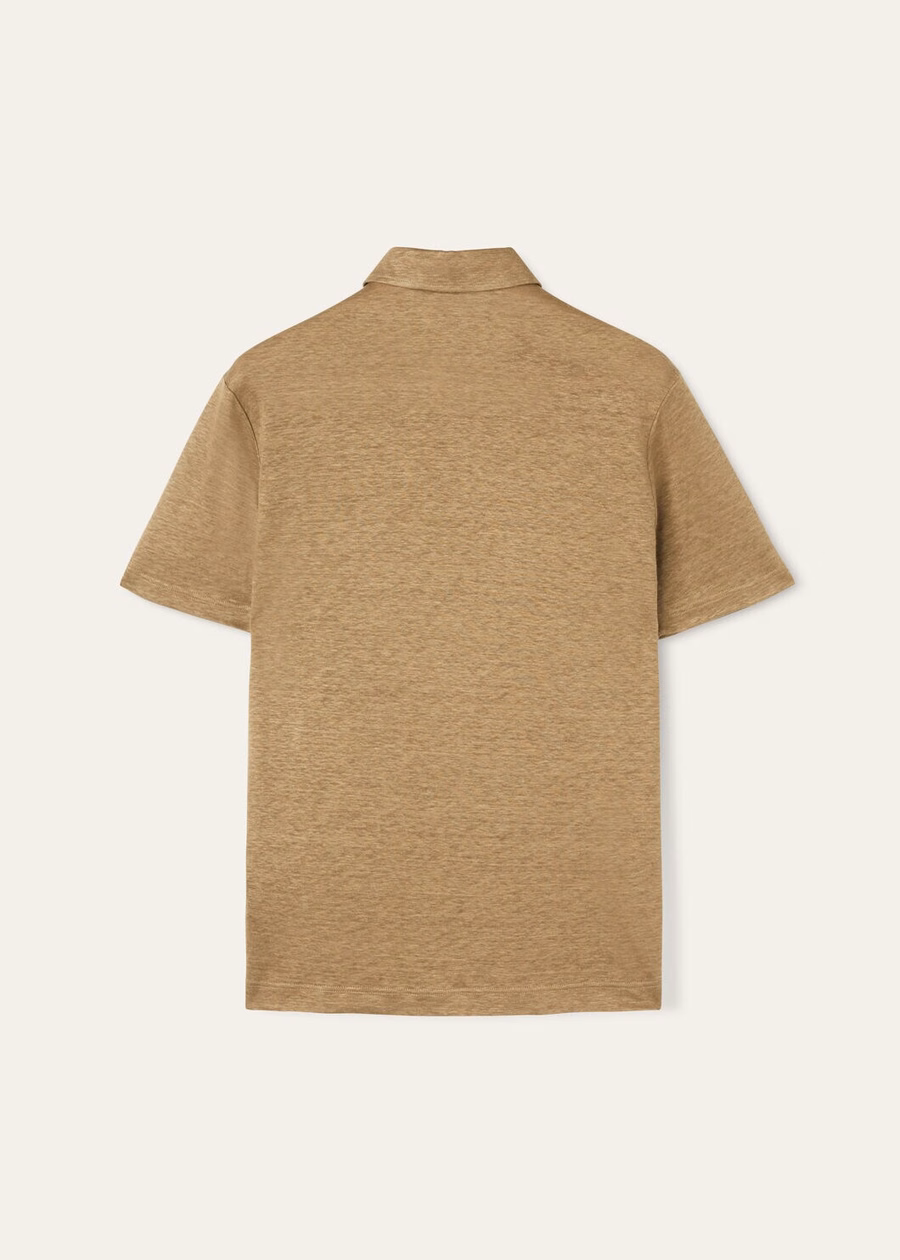 Polo de lino color caqui empolvado