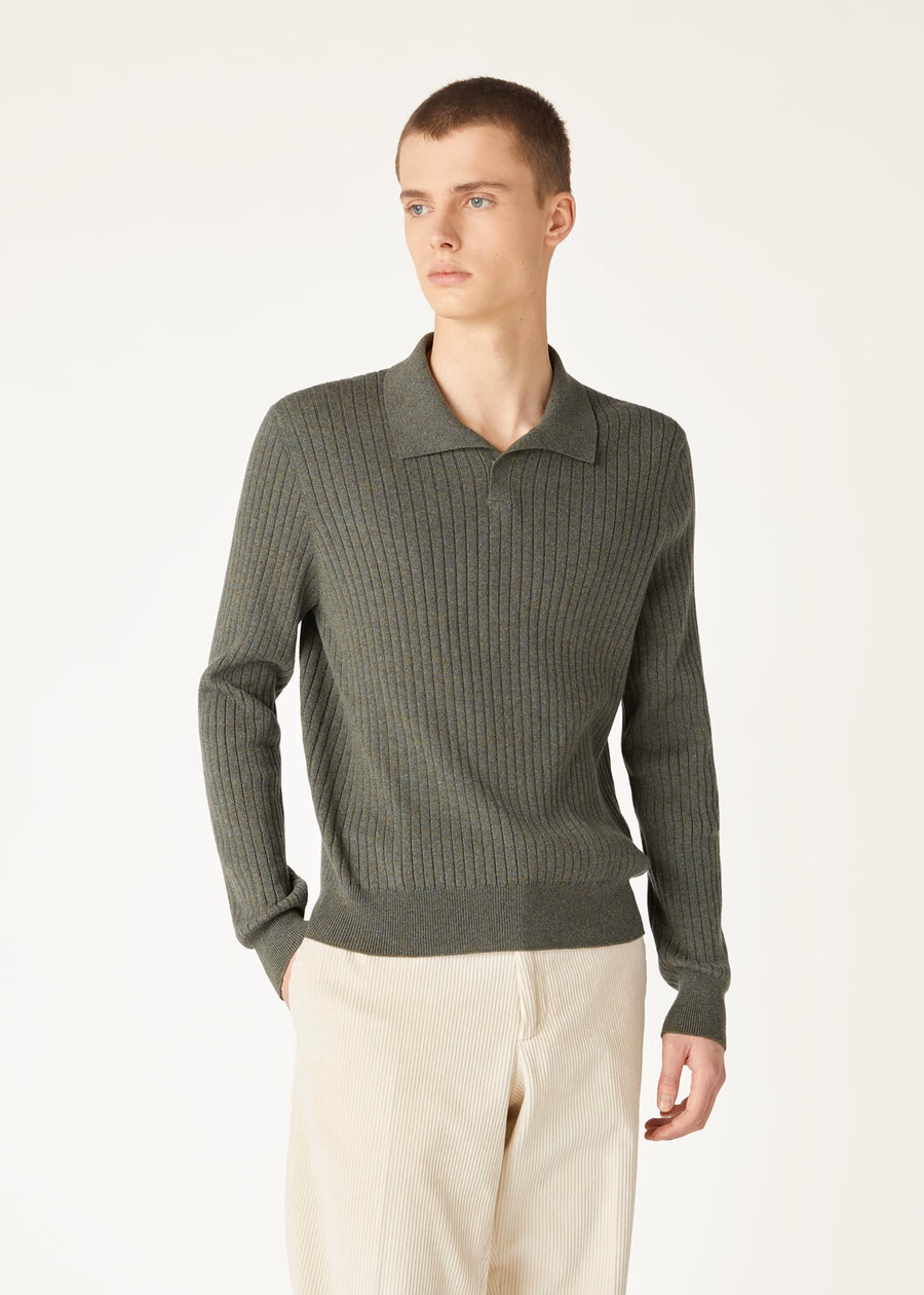 Polo Lexington Baby de cachemir color musgo oscuro jaspeado