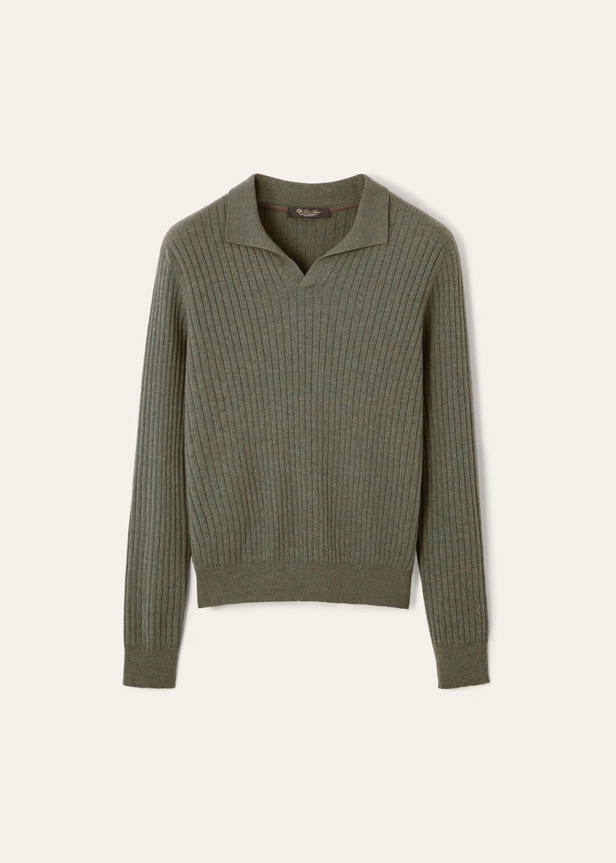 Polo Lexington Baby de cachemir color musgo oscuro jaspeado