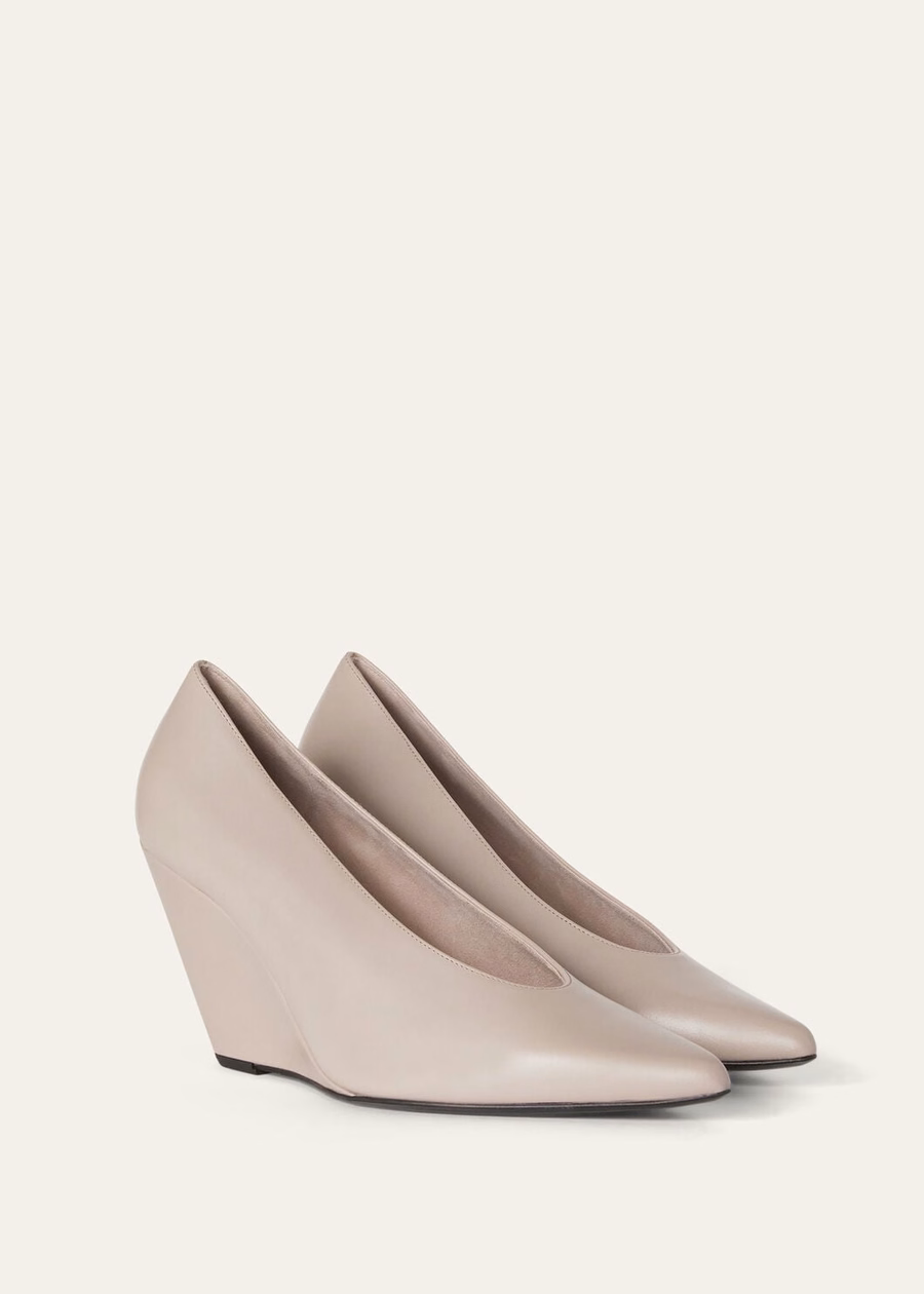 Zapatos de tacón de cuña alta Viola de piel de becerro rosa Nouveau