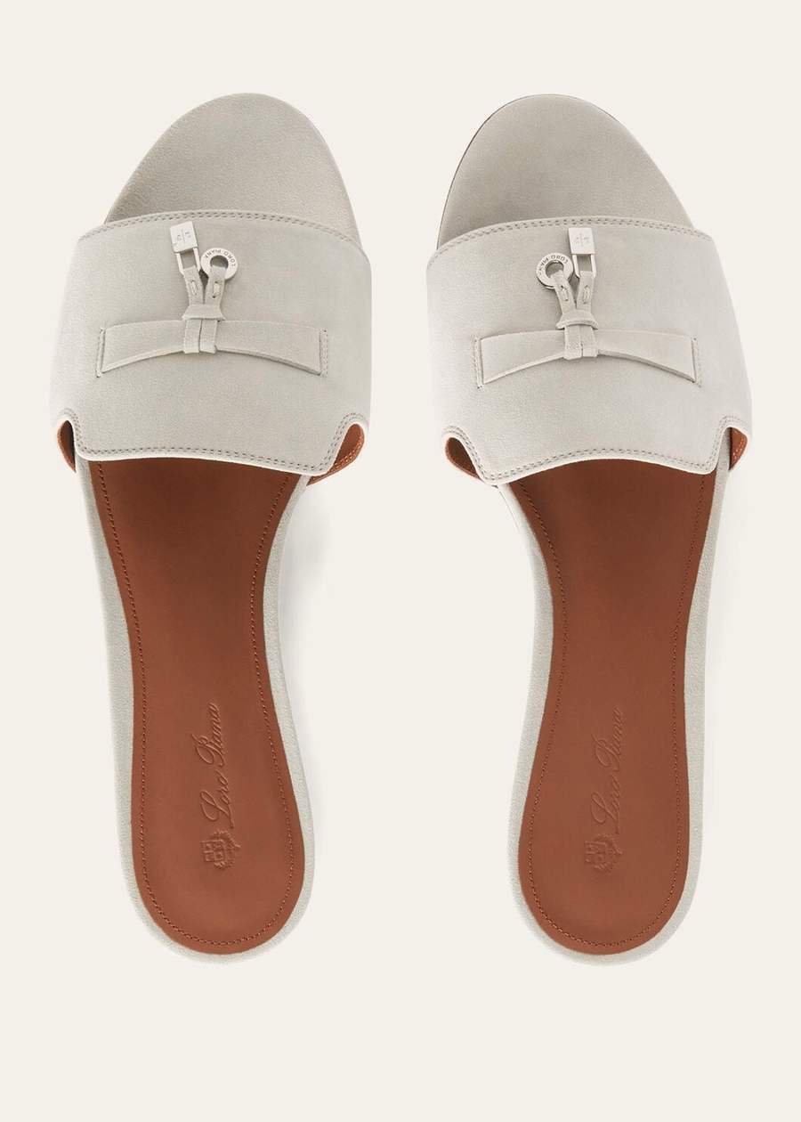 Sandalias Summer Charms de ante y piel de cabra color perla empolvada