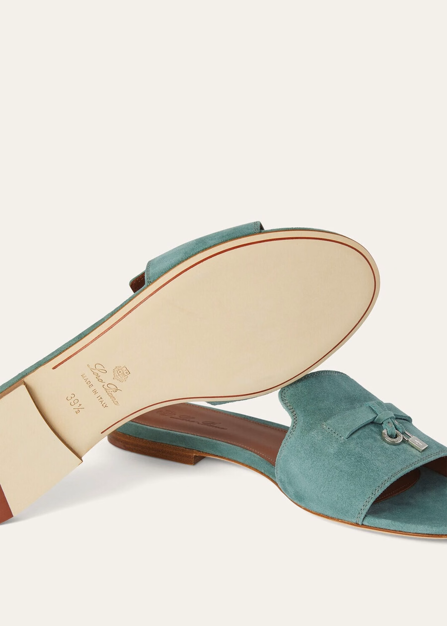 Sandalias Summer Charms de ante y piel de cabra color verde savia