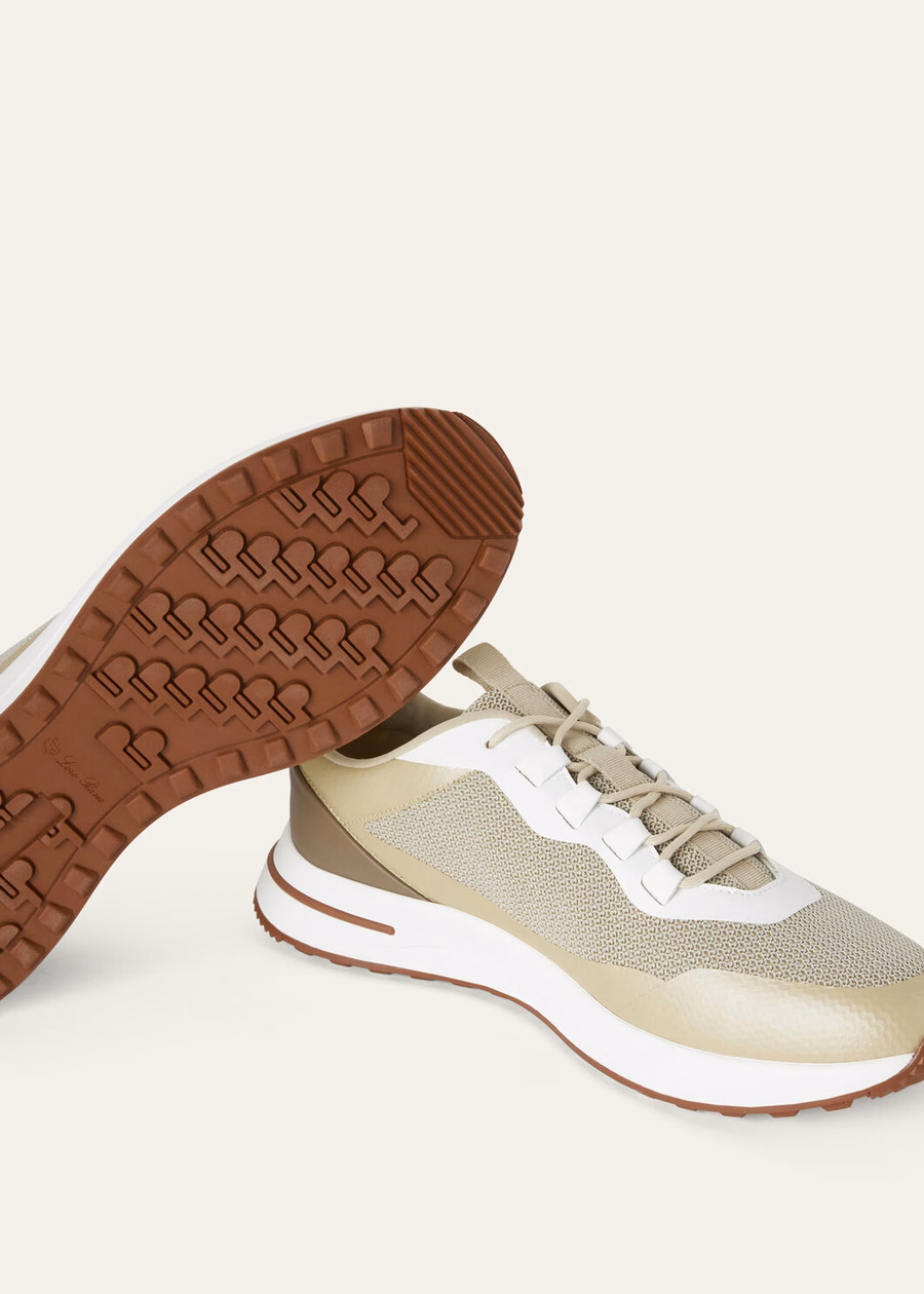 Zapatillas deportivas de microfibra para caminar el fin de semana, color beige desierto.