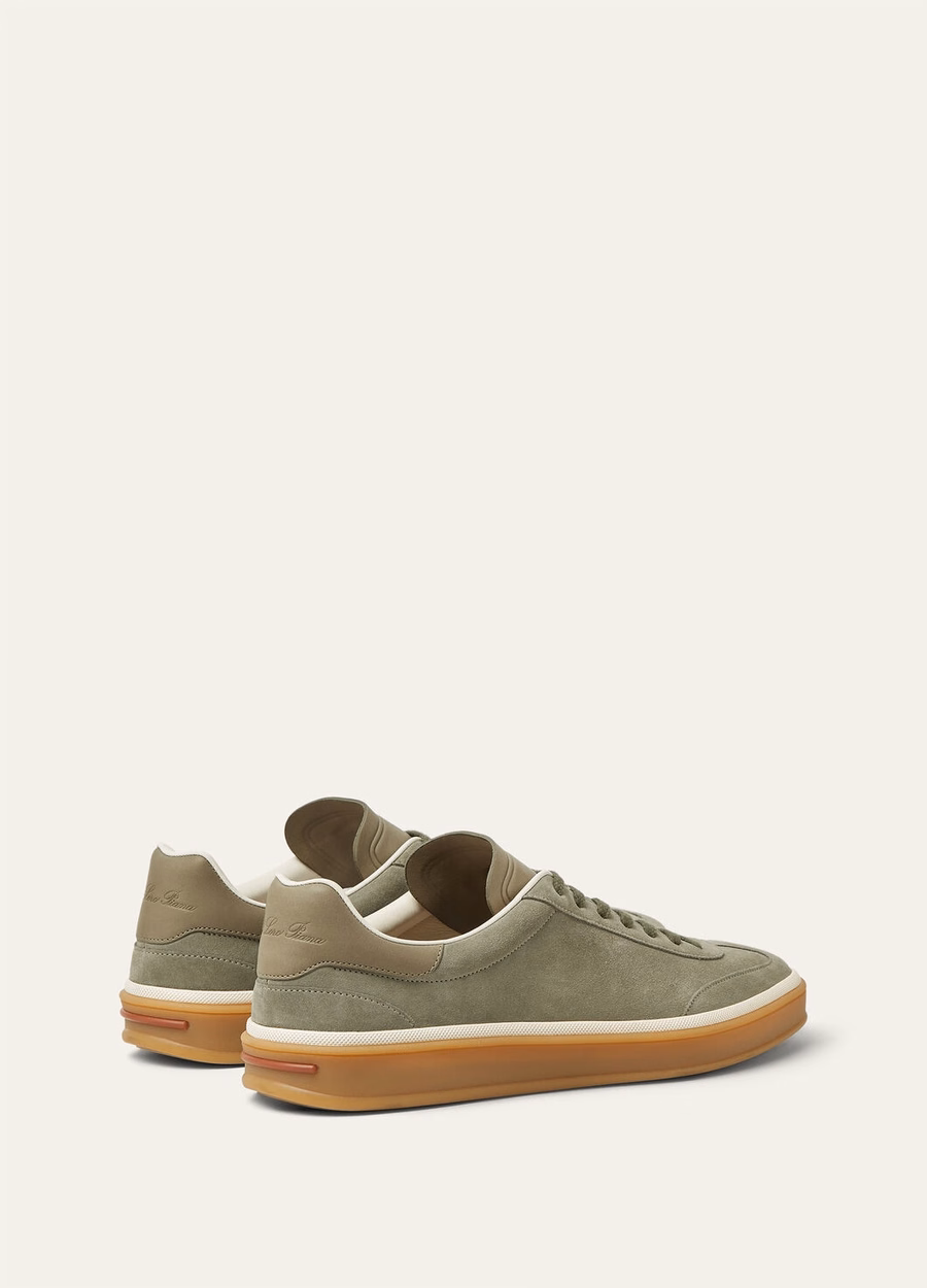 Zapatillas Tennis Walk de ante con abertura en la pantorrilla, color gris militar.