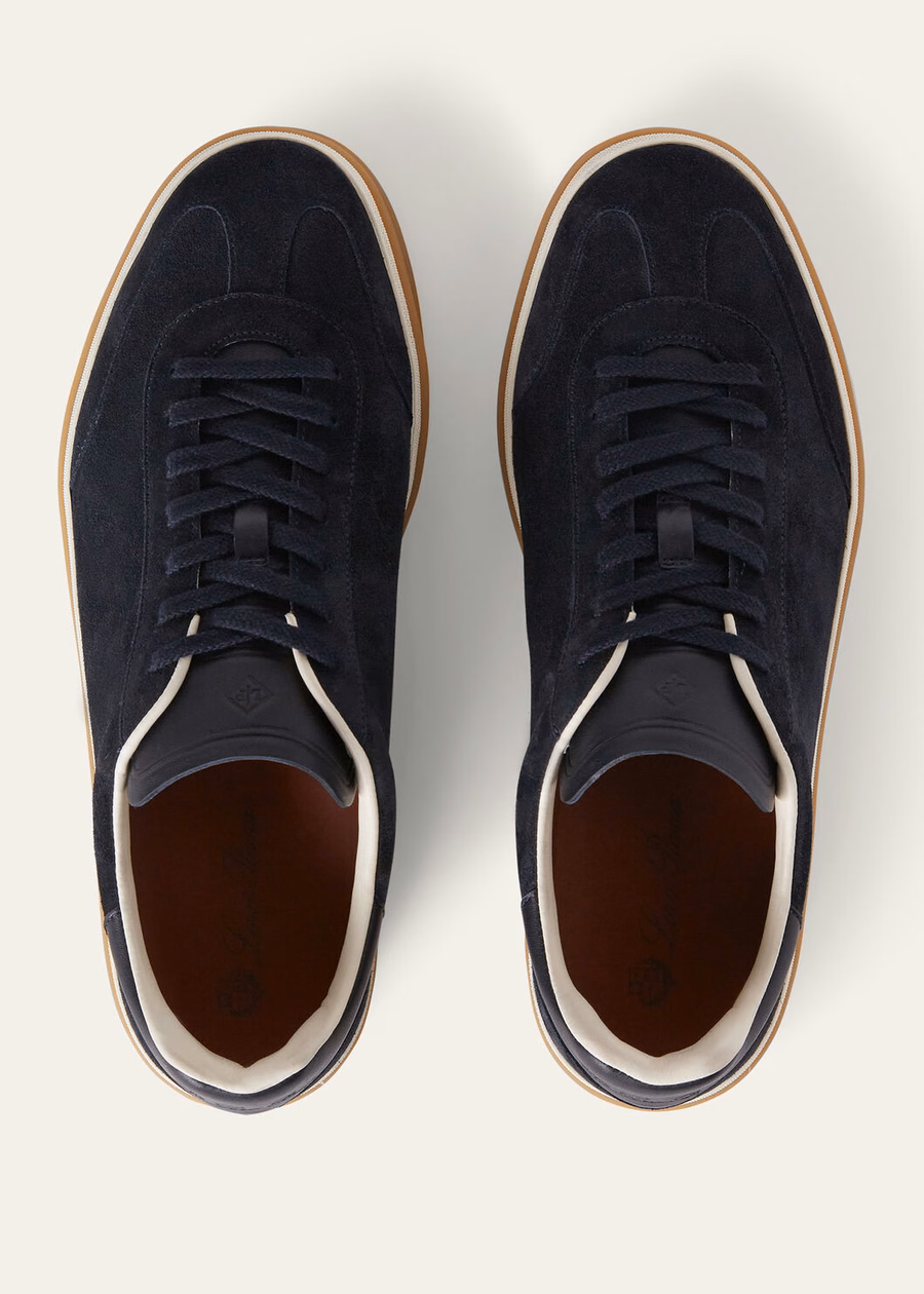 Zapatillas Walk Tennis de ante con abertura en la pantorrilla, color azul marino