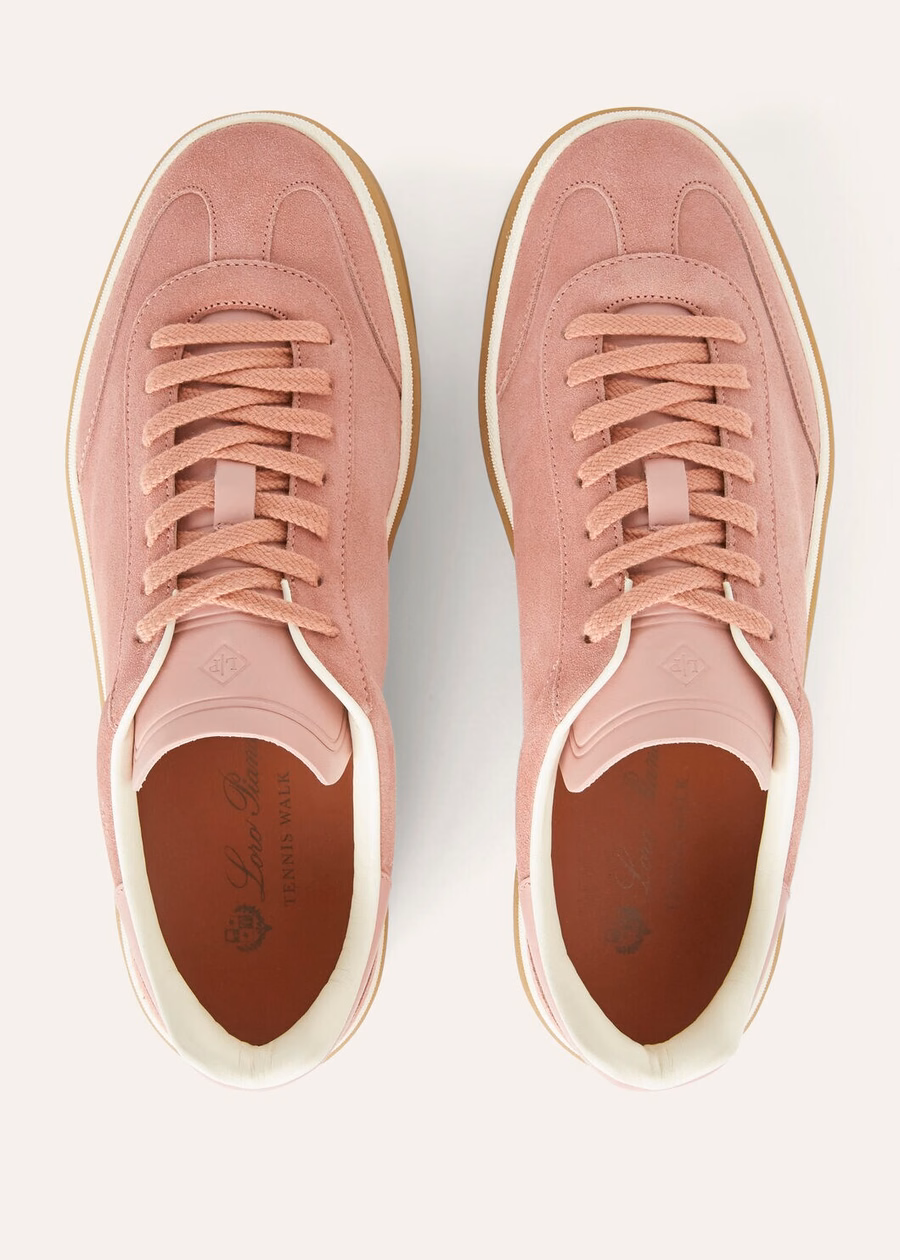 Zapatillas Tennis Walk de piel de becerro dividida color CHERRY FLOWER