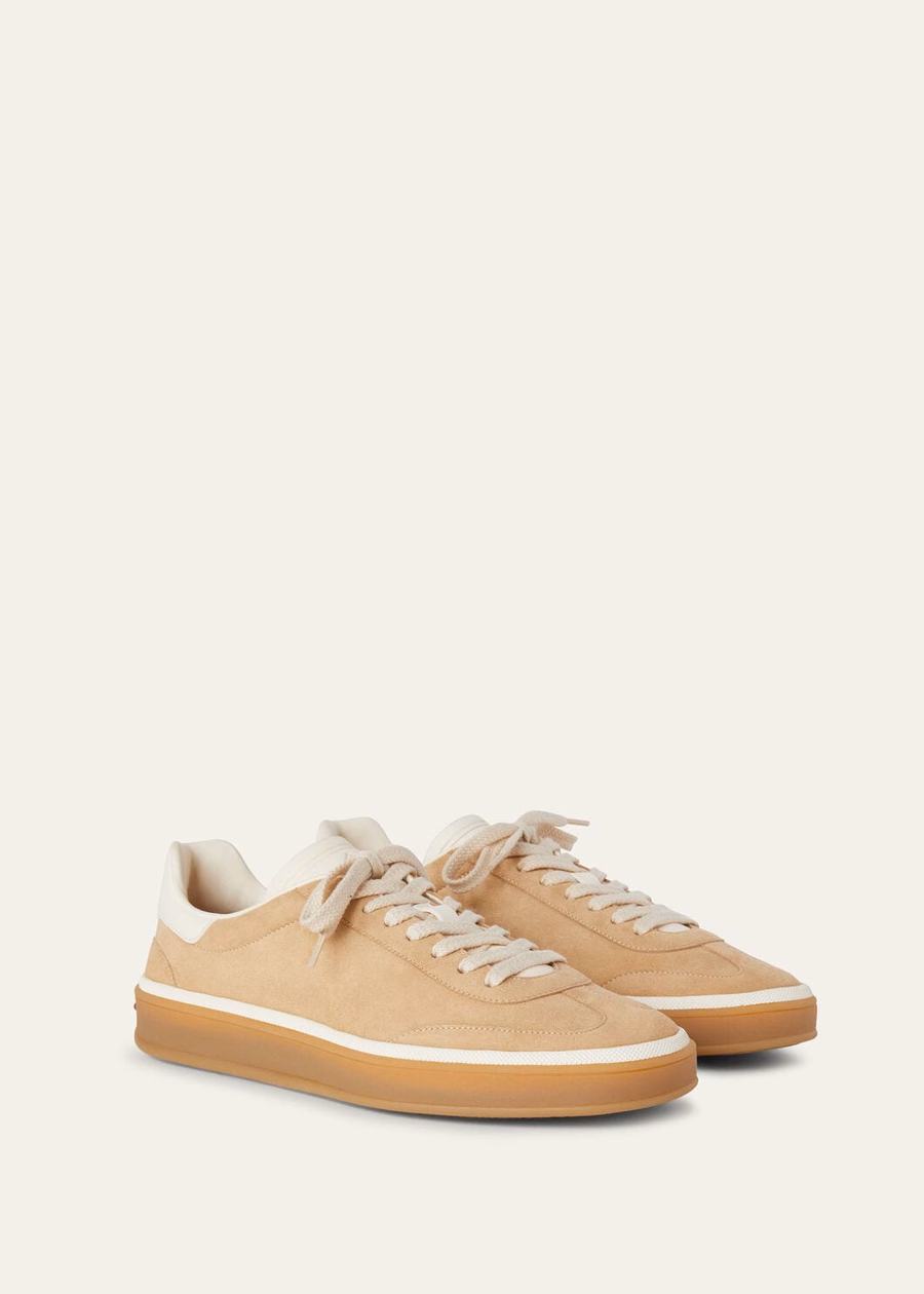 Zapatillas de tenis para caminar, de ante con piel de becerro partida, modelo Windy Dunes.