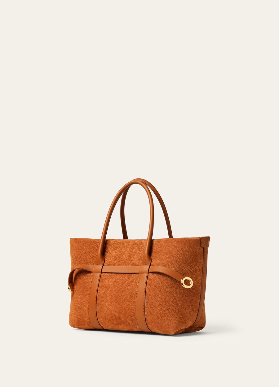 Bolso pequeño Shopper de piel de becerro Bon Ton Marrón/Oro Sol