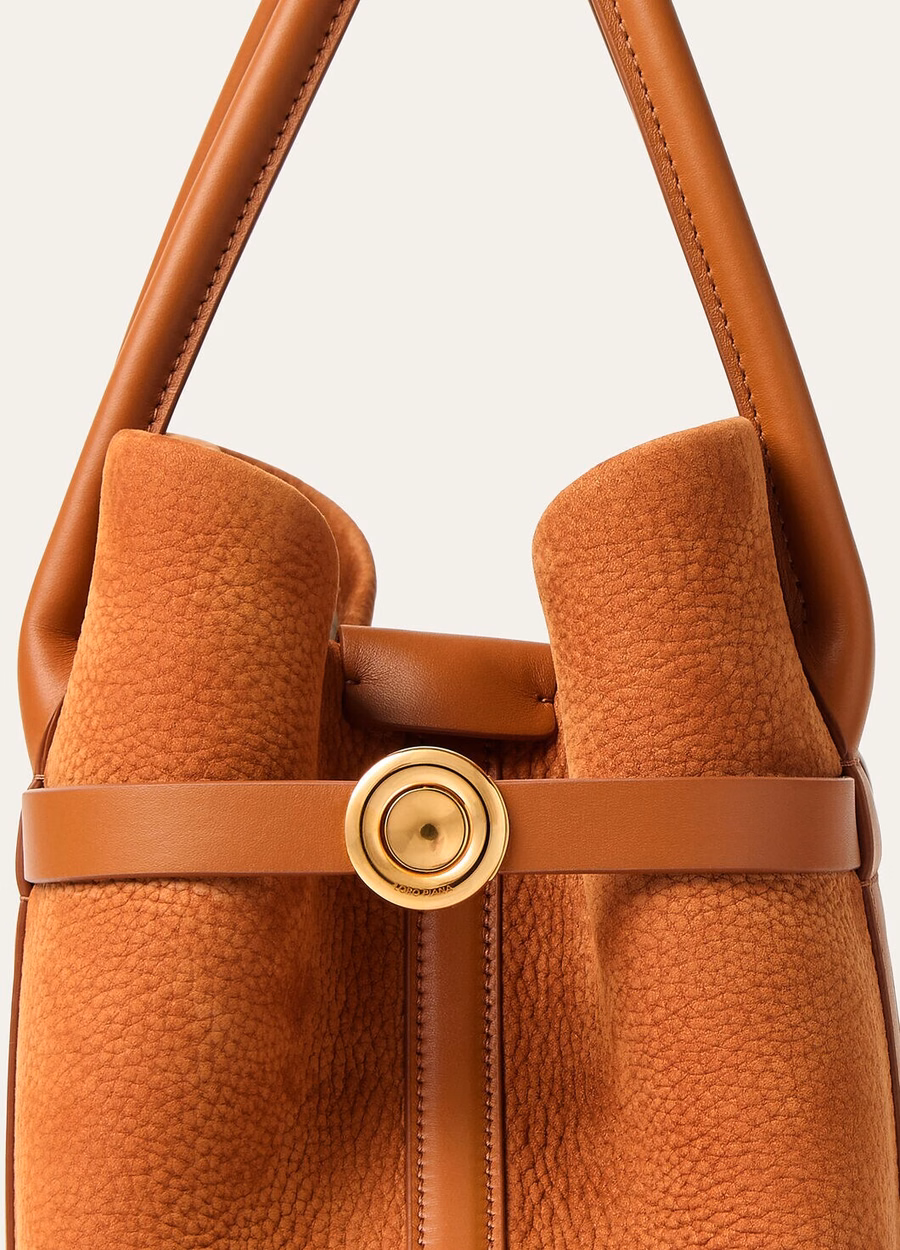 Bolso pequeño Shopper de piel de becerro Bon Ton Marrón/Oro Sol