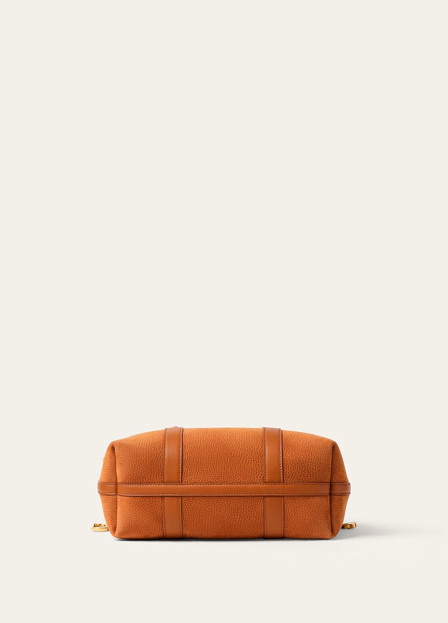 Bolso pequeño Shopper de piel de becerro Bon Ton Marrón/Oro Sol