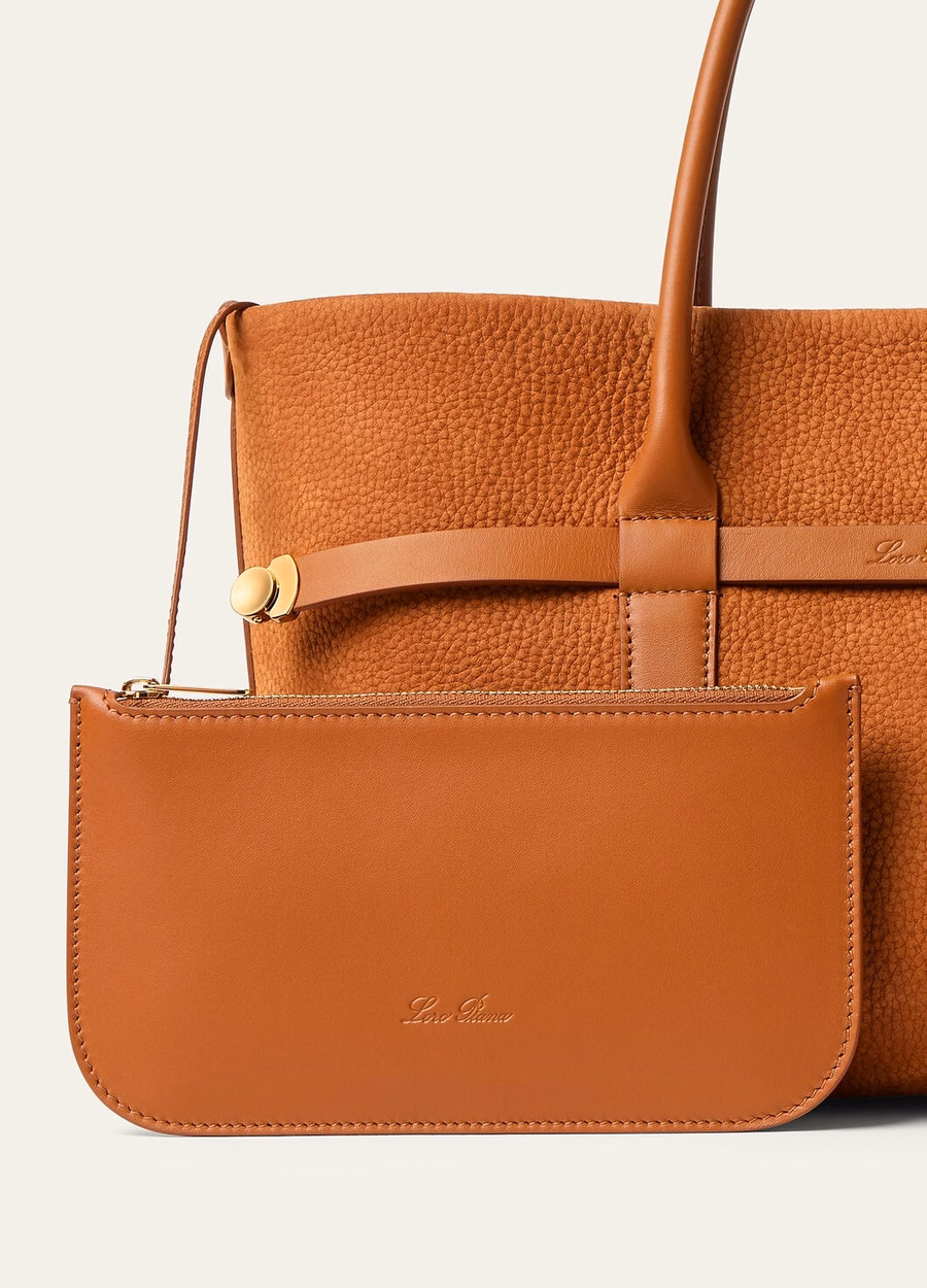 Bolso pequeño Shopper de piel de becerro Bon Ton Marrón/Oro Sol