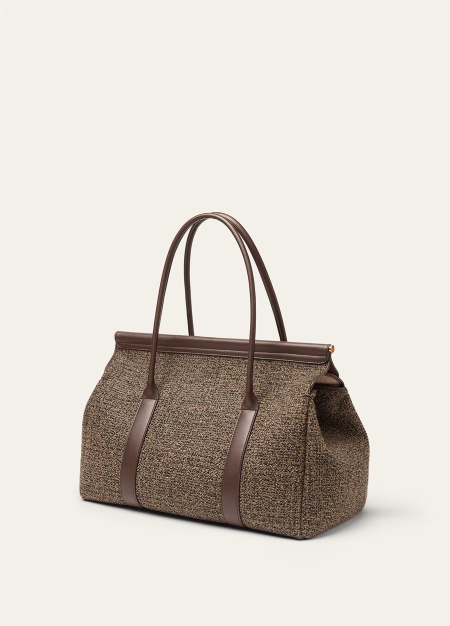 Loom Bag L37 Seda Lana Cachemira Marrón Cálido/Chocolate Oscuro/Regaliz/Oro Sol
