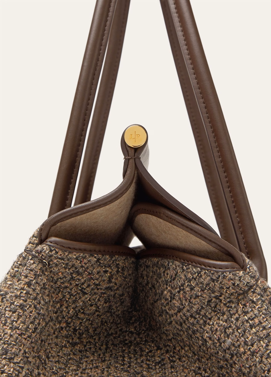 Loom Bag L37 Seda Lana Cachemira Marrón Cálido/Chocolate Oscuro/Regaliz/Oro Sol
