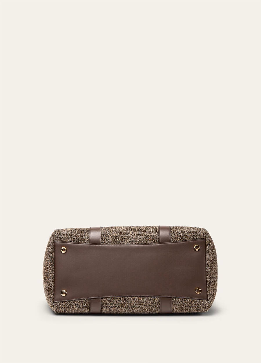 Loom Bag L37 Seda Lana Cachemira Marrón Cálido/Chocolate Oscuro/Regaliz/Oro Sol