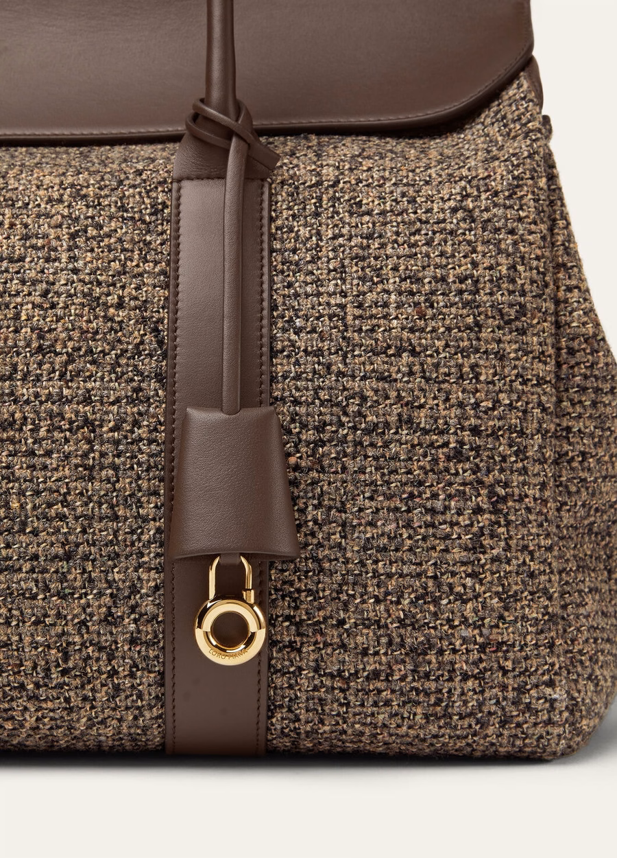 Loom Bag L37 Seda Lana Cachemira Marrón Cálido/Chocolate Oscuro/Regaliz/Oro Sol