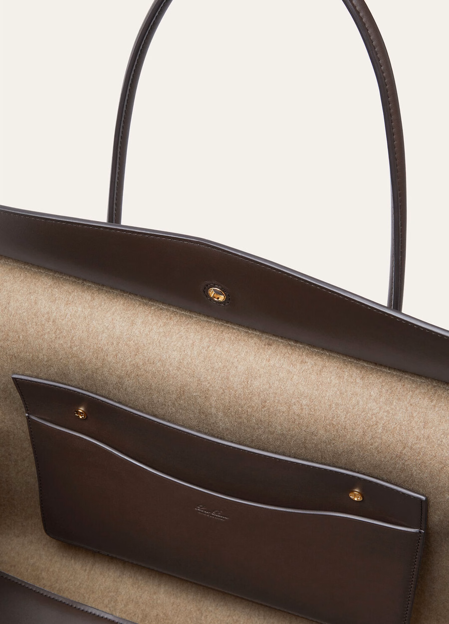 Loom Bag L37 Seda Lana Cachemira Marrón Cálido/Chocolate Oscuro/Regaliz/Oro Sol