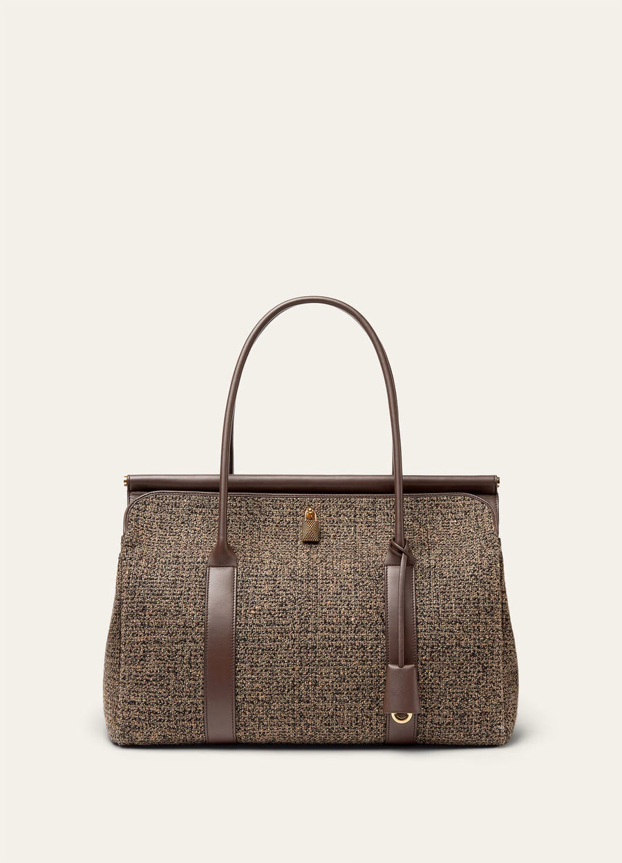Loom Bag L37 Seda Lana Cachemira Marrón Cálido/Chocolate Oscuro/Regaliz/Oro Sol