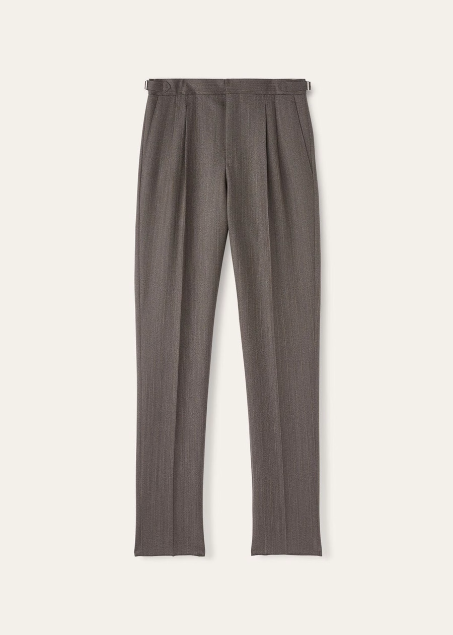 Pantalones de vestir de lana virgen marrón Roof Tres