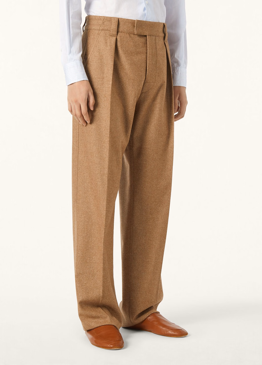 Pantalones de lana virgen de cachemir Reinga color marrón melange