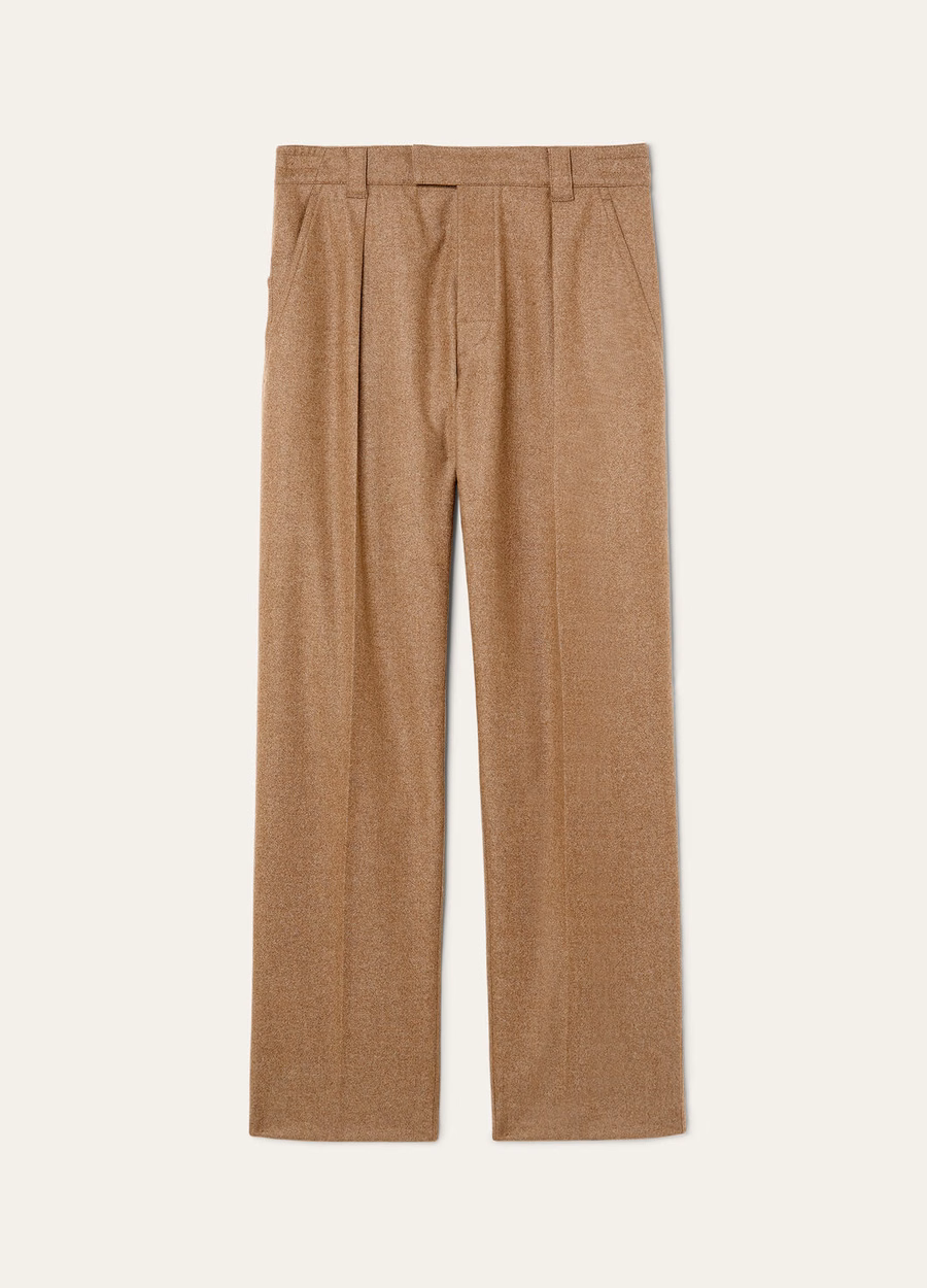 Pantalones de lana virgen de cachemir Reinga color marrón melange