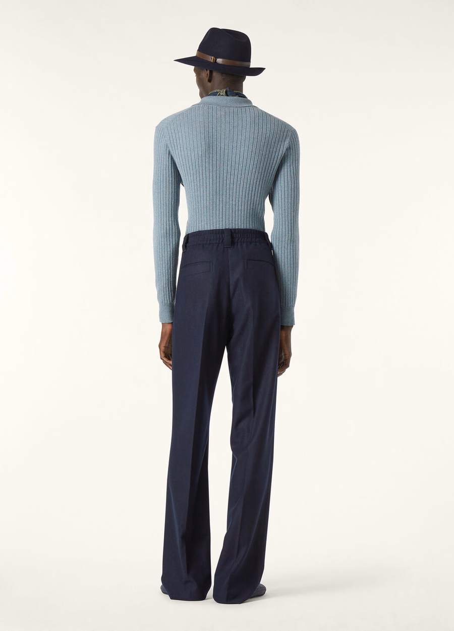 Pantalones Reinga de cachemir y lana virgen azul marino