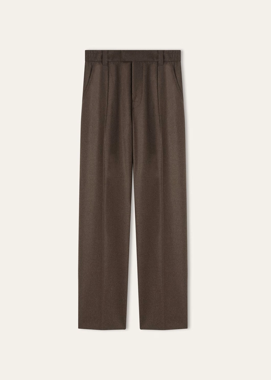 Pantalones Reinga de cachemir y lana virgen, color cacao trufa melange.