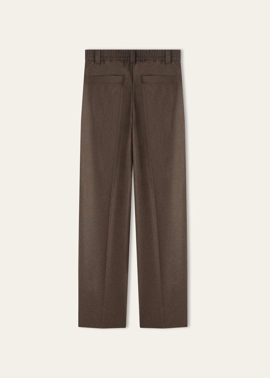 Pantalones Reinga de cachemir y lana virgen, color cacao trufa melange.