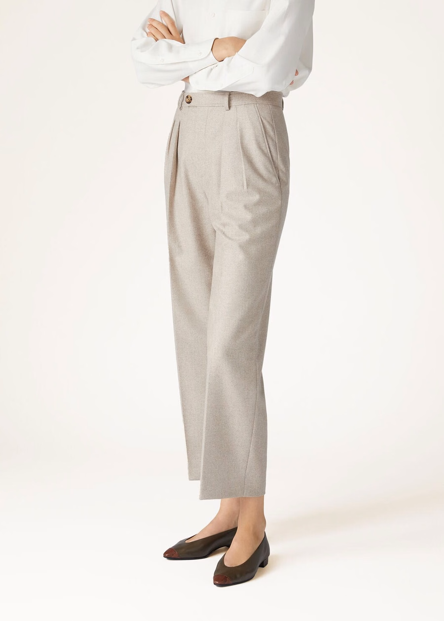 Pantalones de fieltro natural de lana virgen y cachemir Yurik
