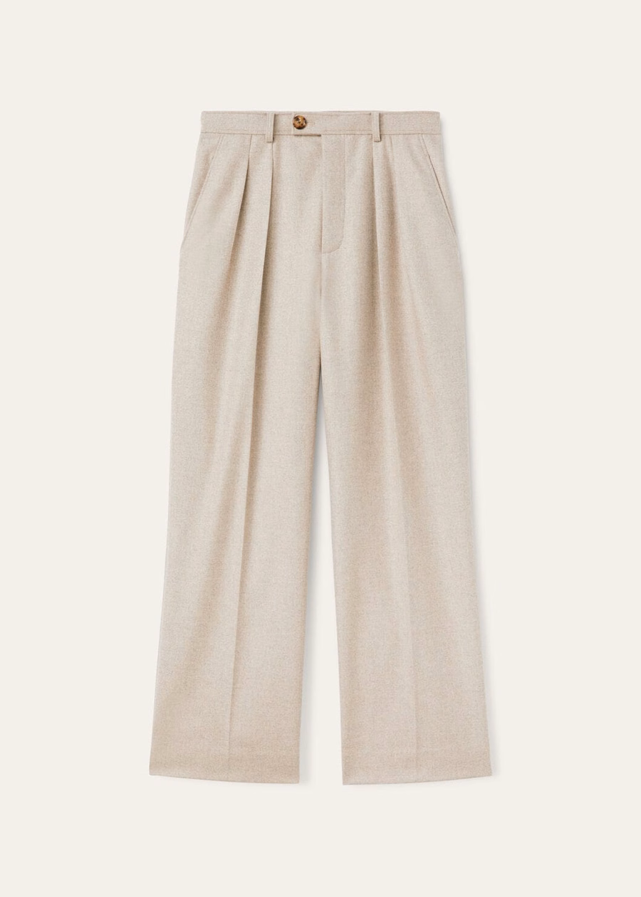Pantalones de fieltro natural de lana virgen y cachemir Yurik