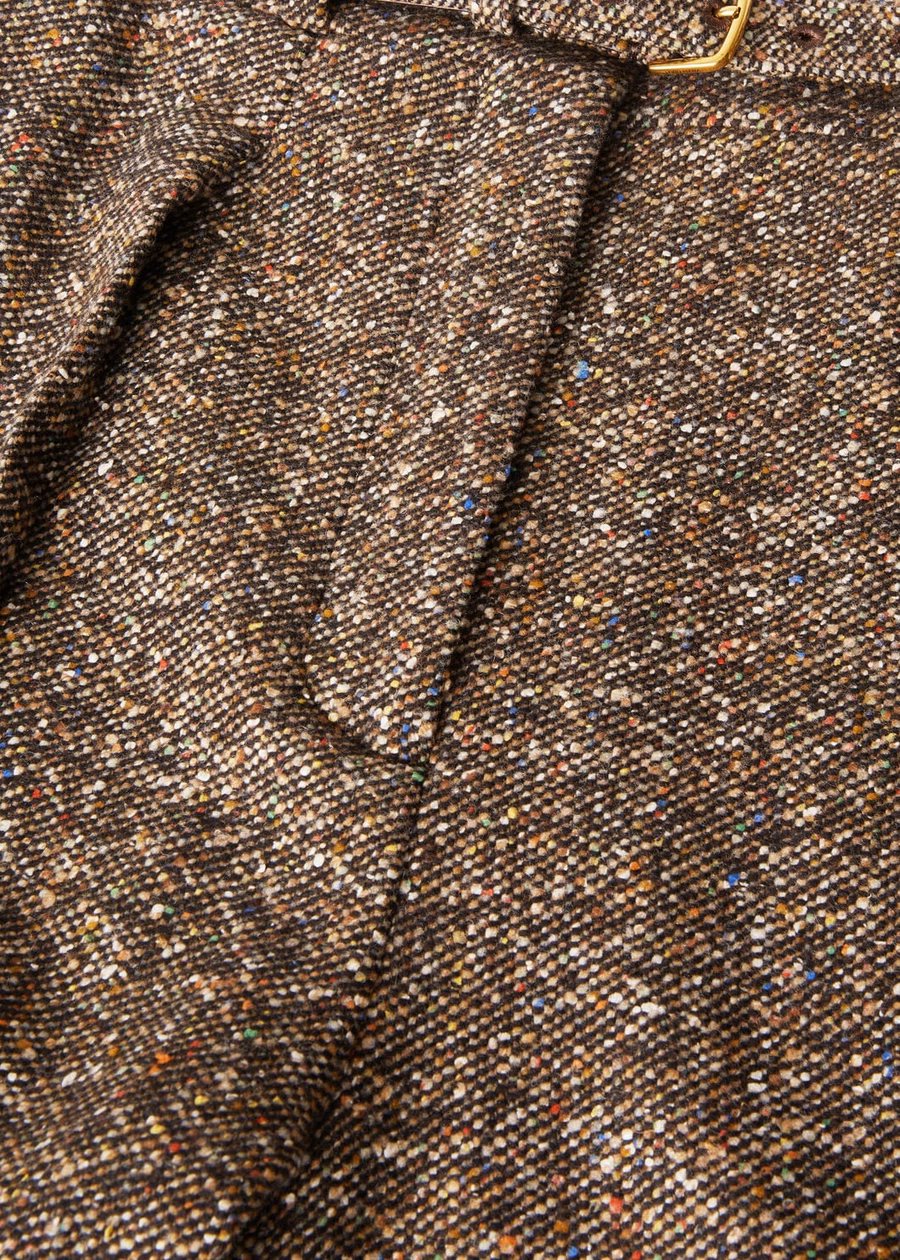Pantalones Edward de seda, cachemir, lana virgen, chocolate negro, regaliz/eneldo